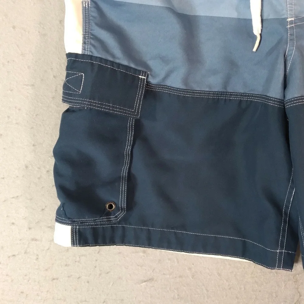 Mossimo surf board shorts swim trunks men's medium blue stripe cargo pockets